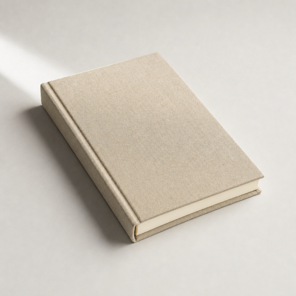 Natural linen hardcover notebook.